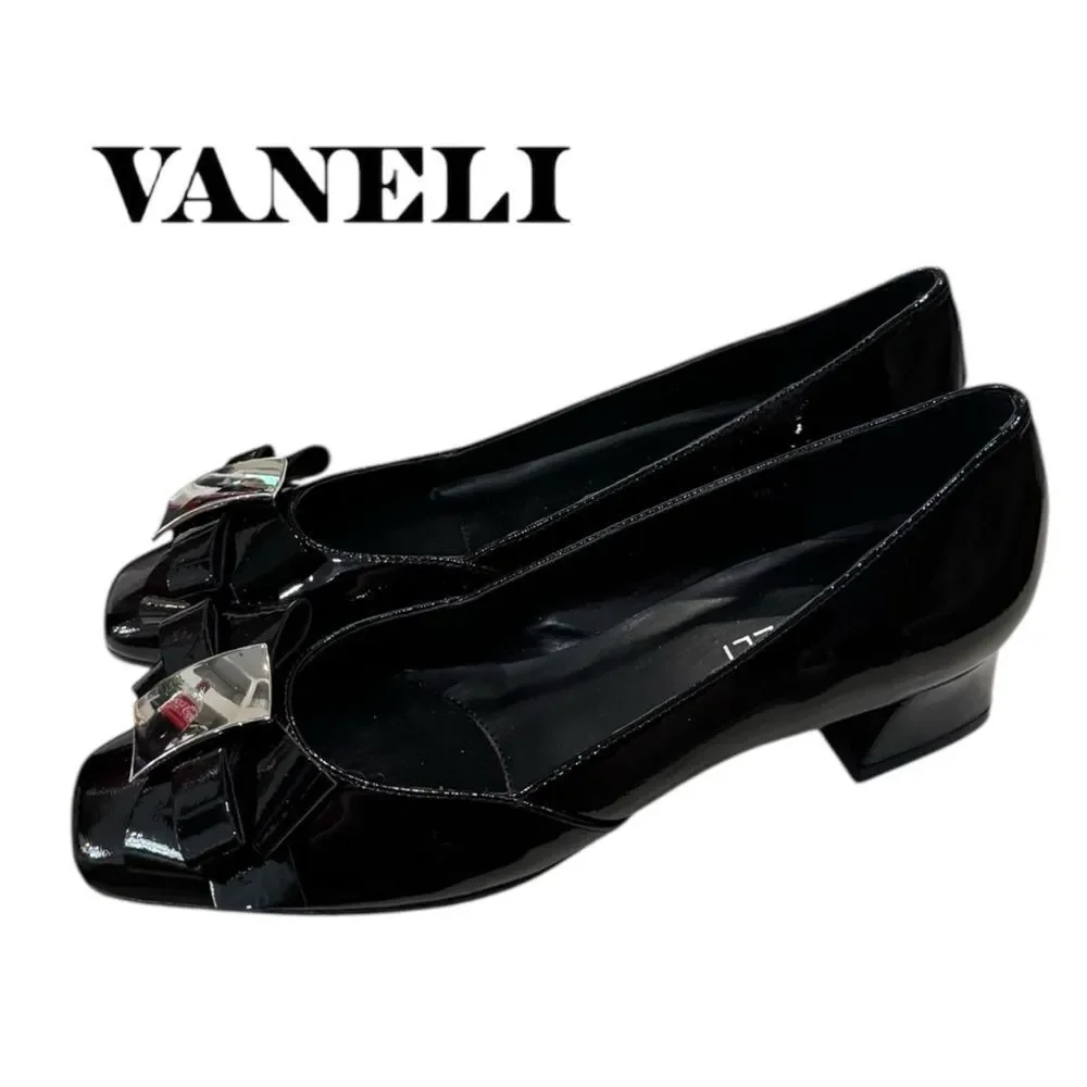 New Vaneli Dafne Black Metallic Women's Low Heel Shoes 7 7N